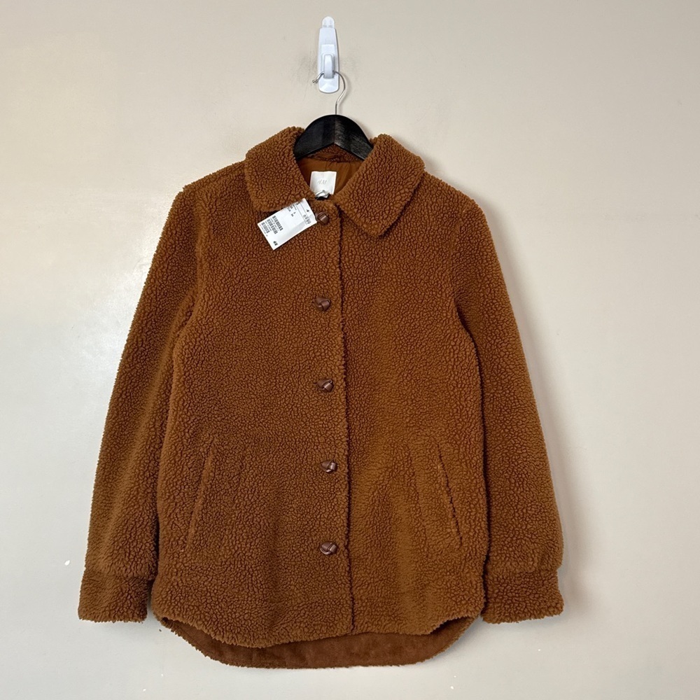 NWT - H&M Teddy coat in size 2. Oversized. P2P 20.5” - Picture 5 of 11